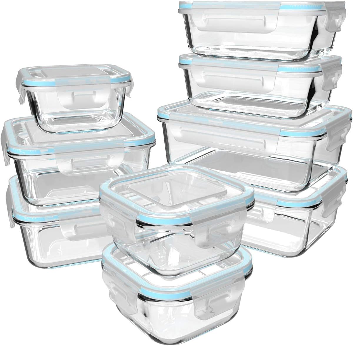 Meal Prep Containers - 뚜껑이 있는 18개의 유리 식품 보관