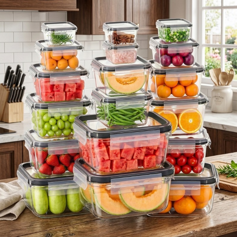 Meal Prep Glass Containers With Lids - 18개/세트 유리 식품 보관 용기(뚜껑 포함),
