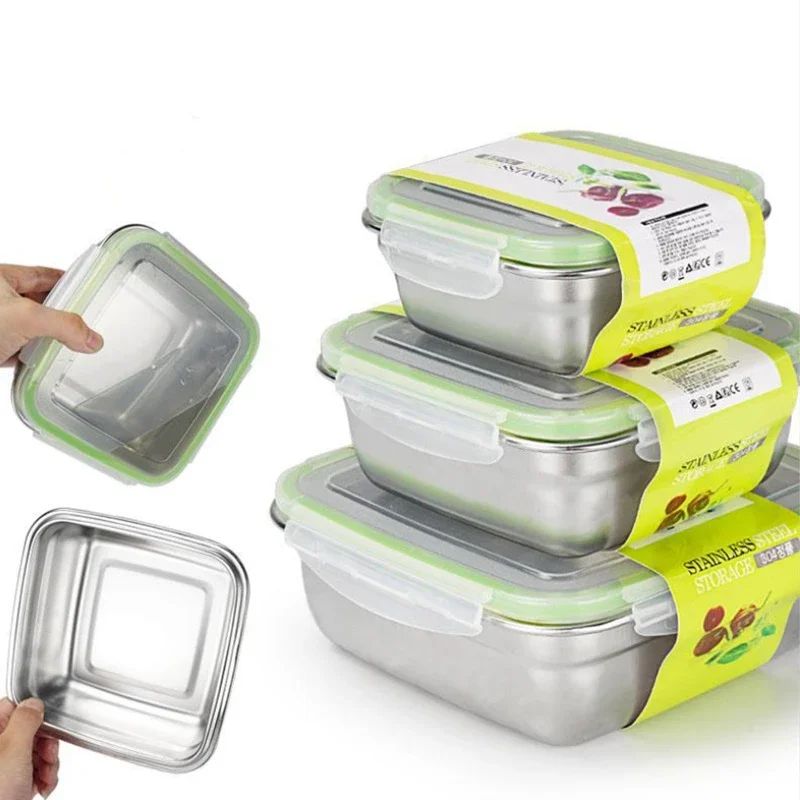 Meal Prep For Office - 1/3개 세트, 스테인리스 스틸 소재의 사각