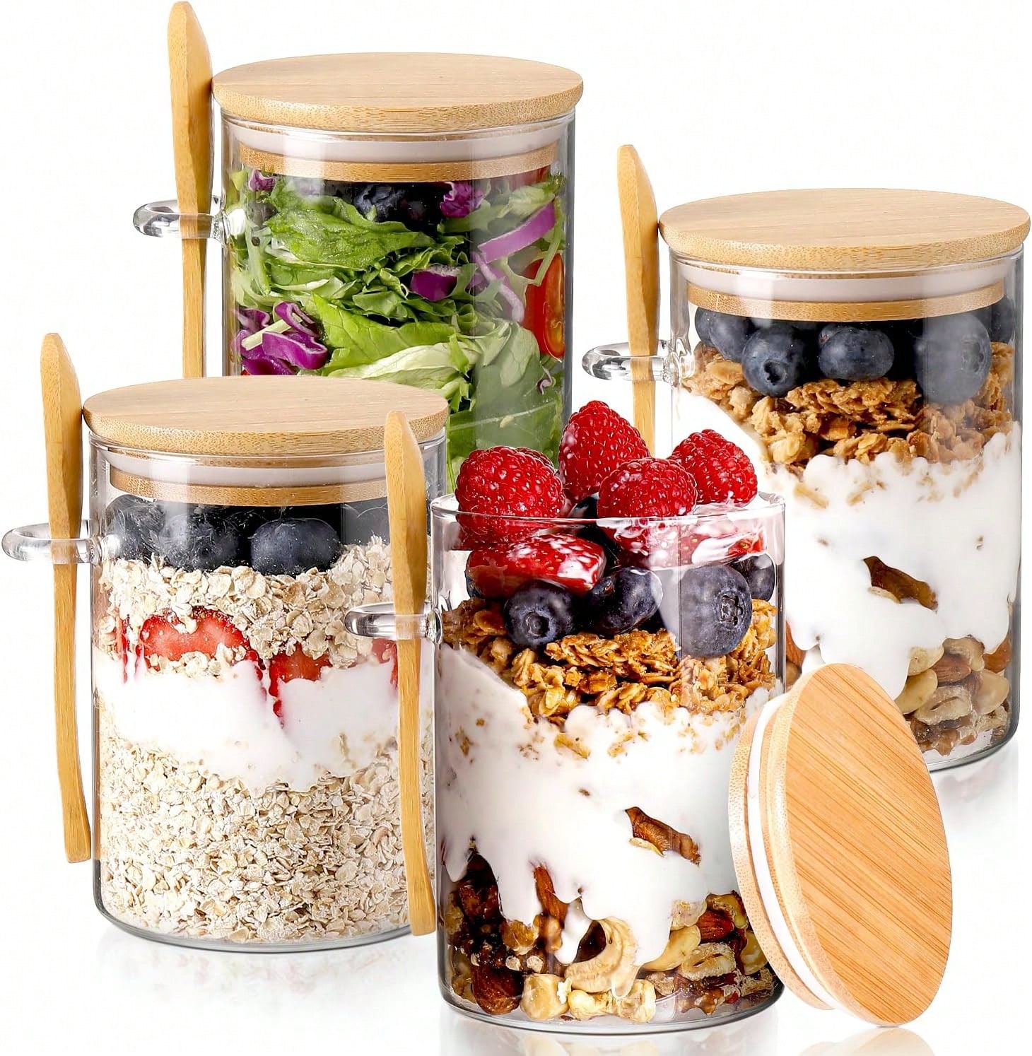 Meal Prep Yogurt Parfait - 4개 세트 오버나이트 오트밀 용기, 현대적인