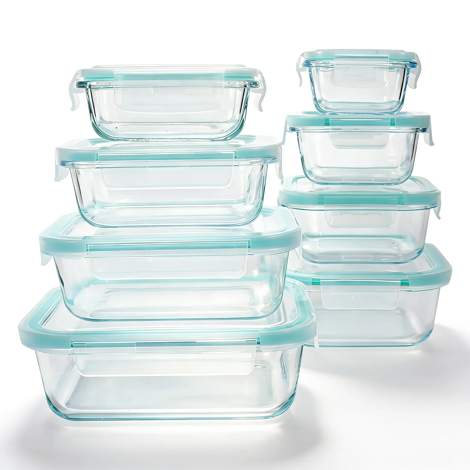 Meal Prep Glass Containers With Lids - 밀폐 뚜껑이 있는 8개입 유리 식품