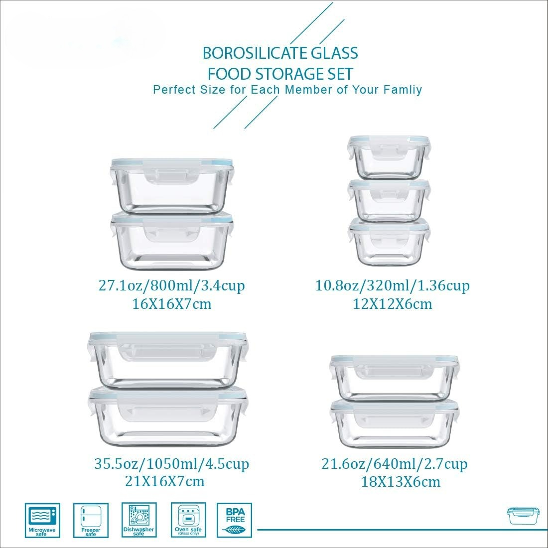 뚜껑이 있는 18개의 유리 식품 보관 용기 세트, 9개 - Meal Prep Containers 리뷰 및 가격