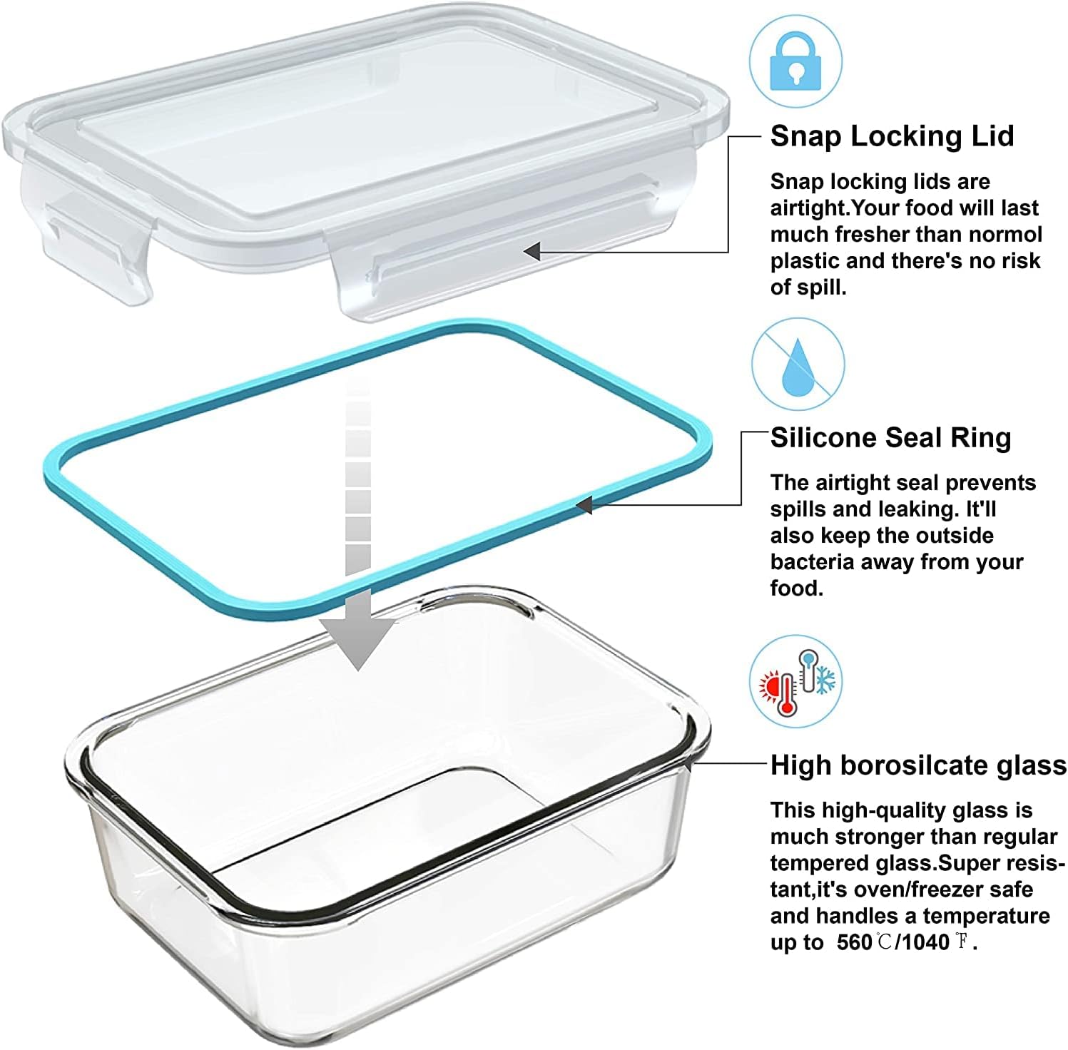 뚜껑이 있는 18개의 유리 식품 보관 용기 세트, 9개 - Meal Prep Containers 리뷰 및 가격