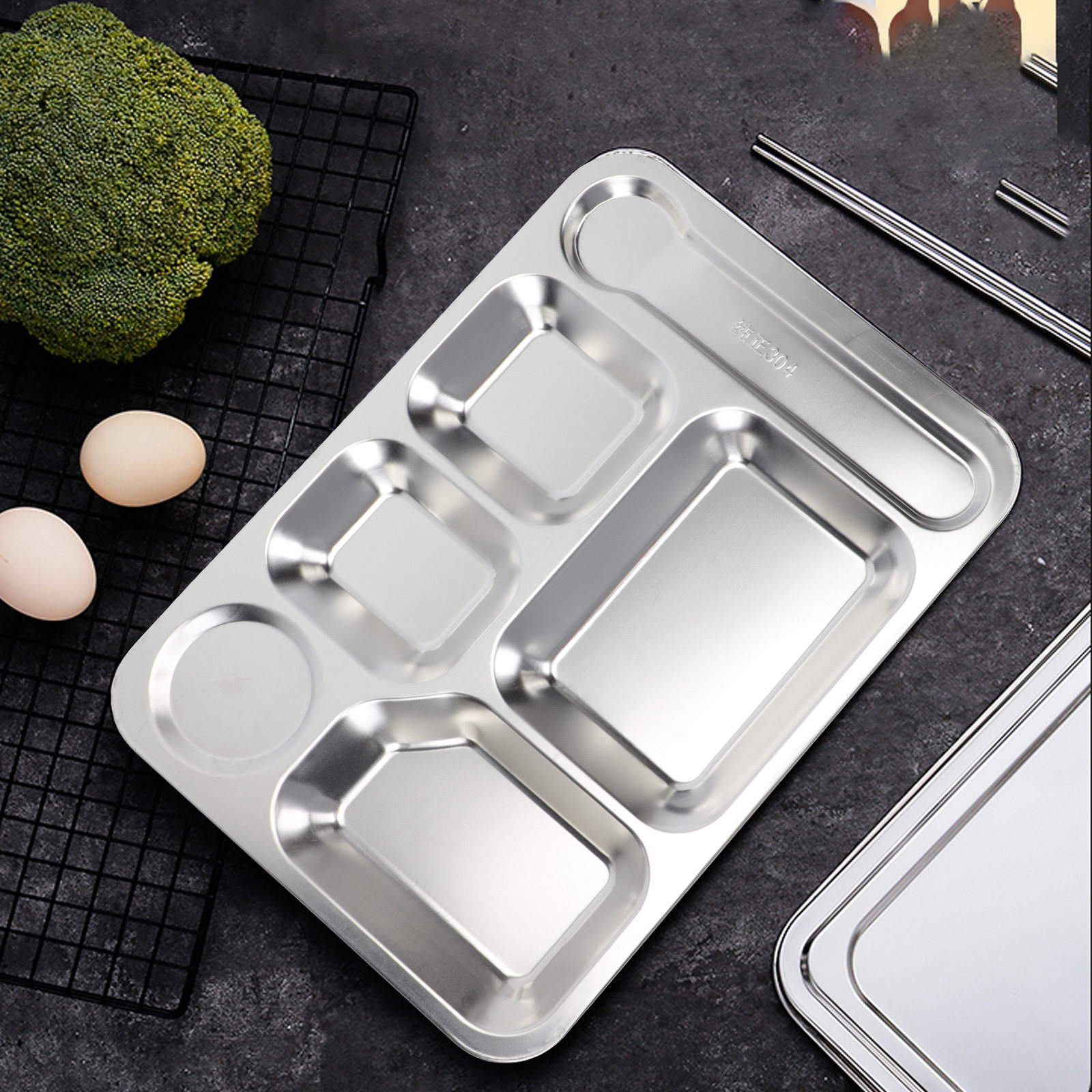 1개입, 6칸으로 나뉜 음식 트레이, 은색, 여러 개의 - Meal Prep Containers 리뷰 및 가격