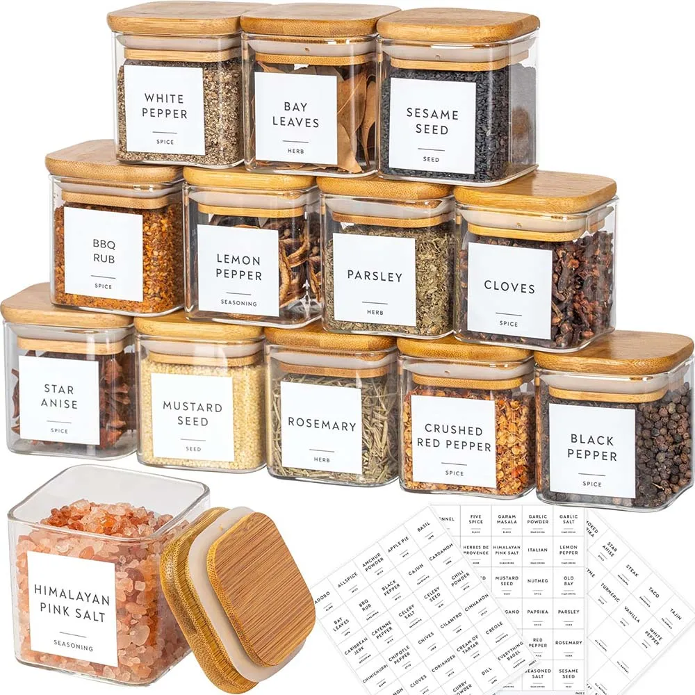 5온스 사각 향신료 병, 대나무 뚜껑/스티커 라벨 포함 - Meal Prep Glass Containers With Lids 리뷰 및 가격