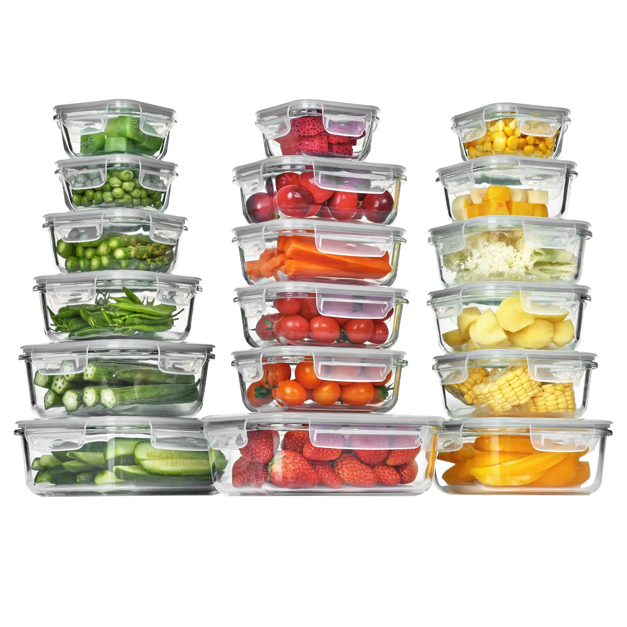 뚜껑이 있는 18개입 유리 식품 보관 용기 세트, 밀폐 - Meal Prep Glass Containers With Lids 리뷰 및 가격