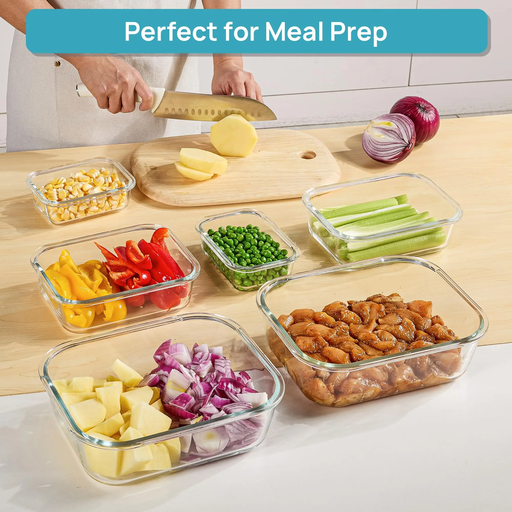 뚜껑이 있는 18개입 유리 식품 보관 용기 세트, 밀폐 - Meal Prep Glass Containers With Lids 리뷰 및 가격