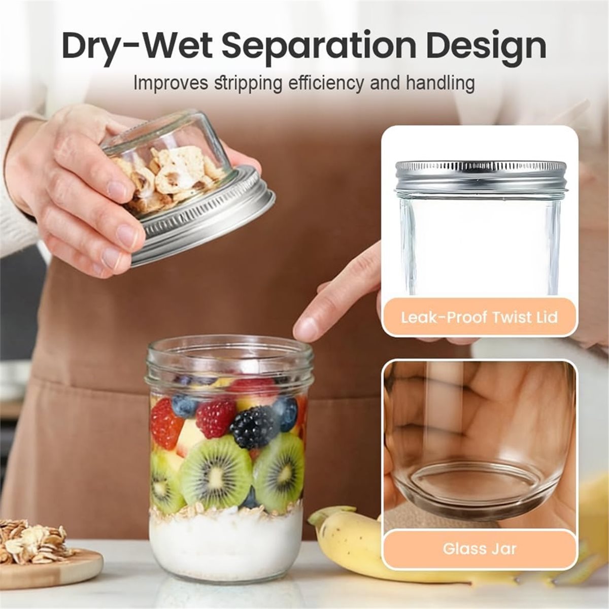 BAAE 오버나이트 오트 컨테이너(뚜껑 포함), 건식  - Meal Prep Glass Containers With Lids 리뷰 및 가격