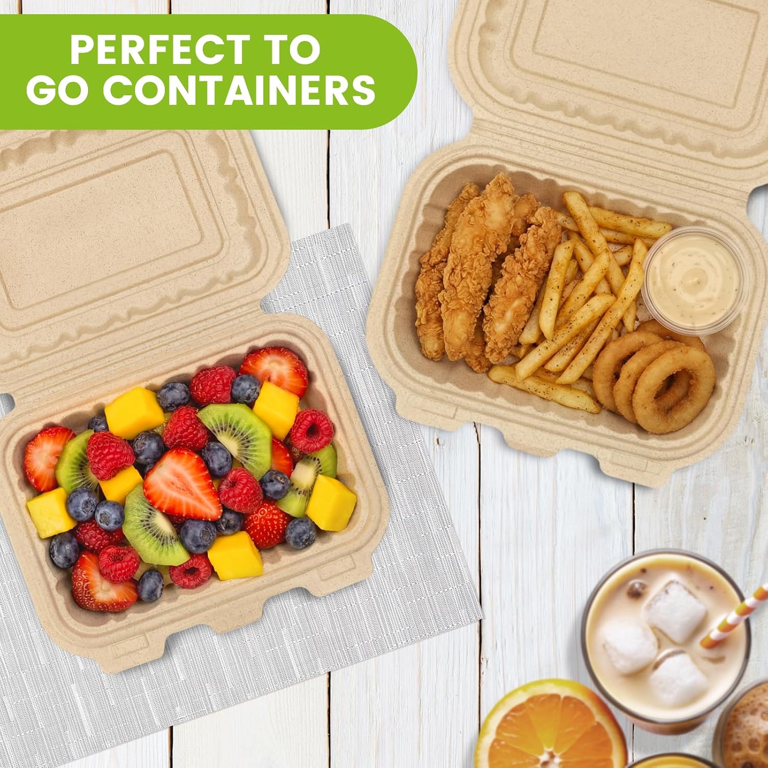 50개입 16온스 조개껍질 모양 테이크아웃 용기, 천연 - Meal Prep Containers 리뷰 및 가격