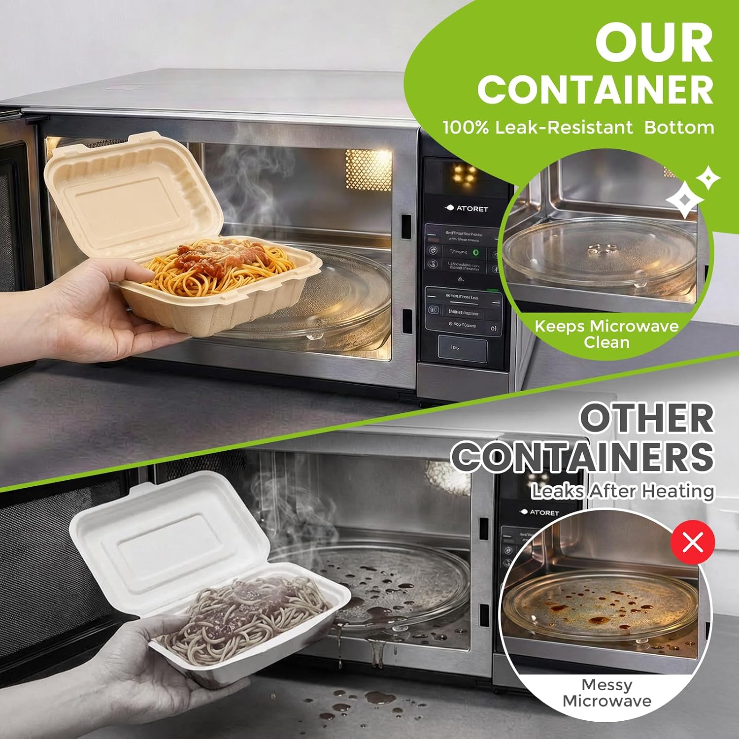 50개입 16온스 조개껍질 모양 테이크아웃 용기, 천연 - Meal Prep Containers 리뷰 및 가격