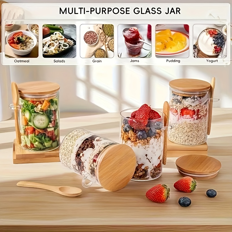 1/2/4/8개 세트의 오트밀용 유리 컵 세트, 뚜껑과 - Meal Prep Glass Containers With Lids 리뷰 및 가격