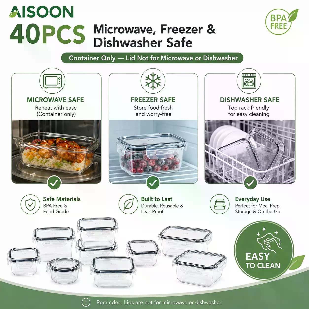 40개입 초대형 85oz 실리콘 밀폐 식품 보관 용기  - Meal Prep Containers 리뷰 및 가격