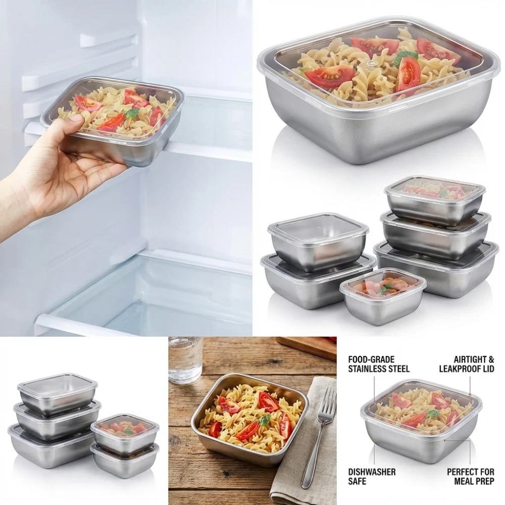 6pcs 스텐 밀폐 용기 스텐 반찬통 누수 방지 6pc - Meal Prep Containers 리뷰 및 가격
