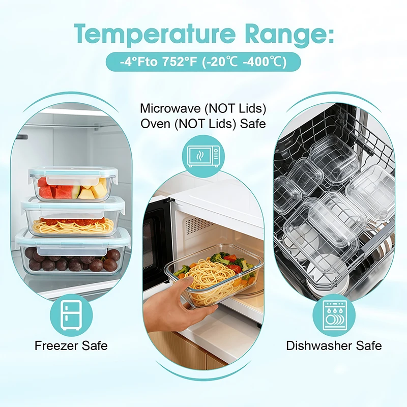 보로실리케이트 유리 도시락통, 밀폐형 누수 방지 벤토  - Meal Prep Glass Containers With Lids 리뷰 및 가격