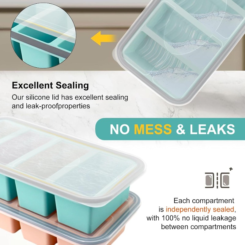 뚜껑이 있는 실리콘 냉동고 몰드, 수프 아이스 큐브 트 - Meal Prep Containers 리뷰 및 가격