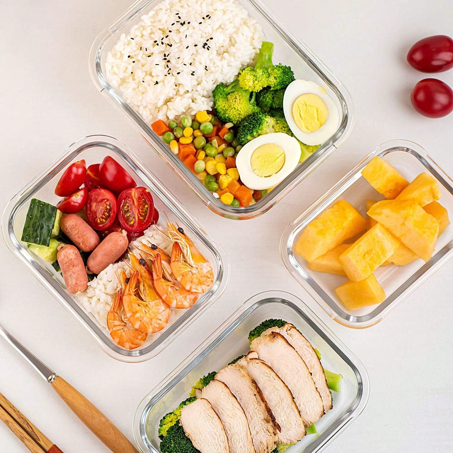 10개 세트 유리 식품 보관 용기, 모던한 투명 디자인 - Meal Prep For Office 리뷰 및 가격